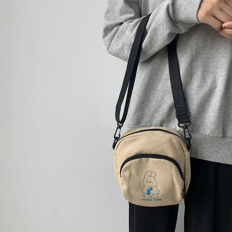 image-Cute Rabbit Canvas Women Small Crossbody Bag Casual Student Girls Messenger Bags Vintage Ladies Phone Purse Handbag Shoulder Bag