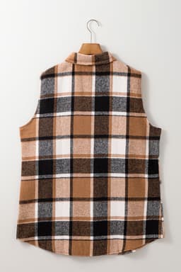 image-Straw Yellow Plaid Collared Vest