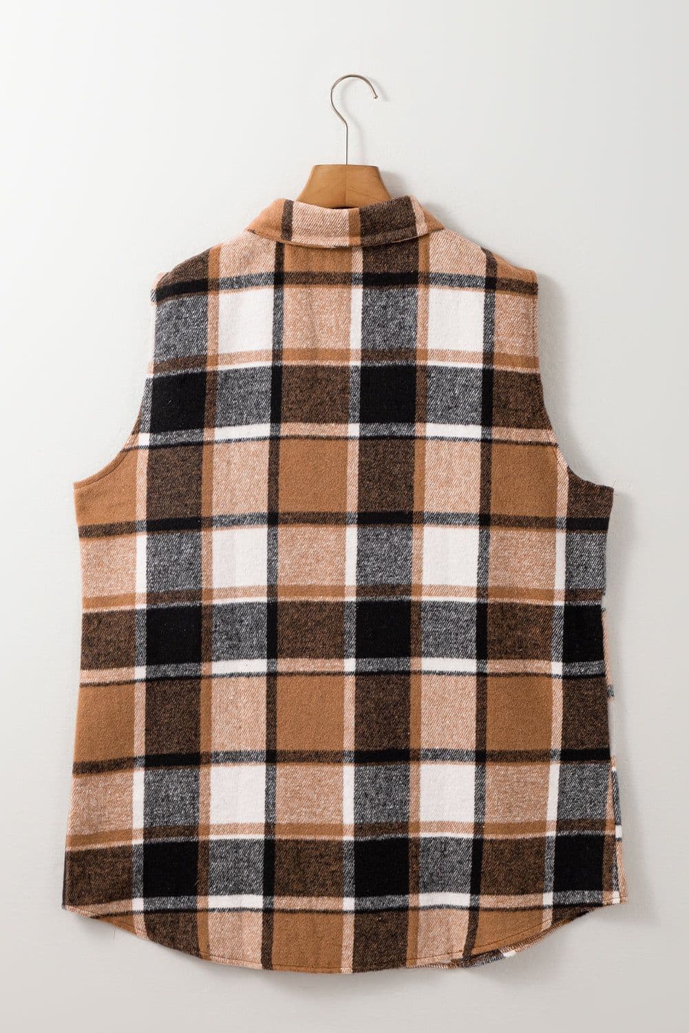 image-Straw Yellow Plaid Collared Vest