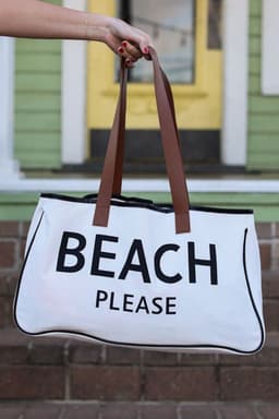 image-Beach Please Canvas Tote Bag - White Large 50cm