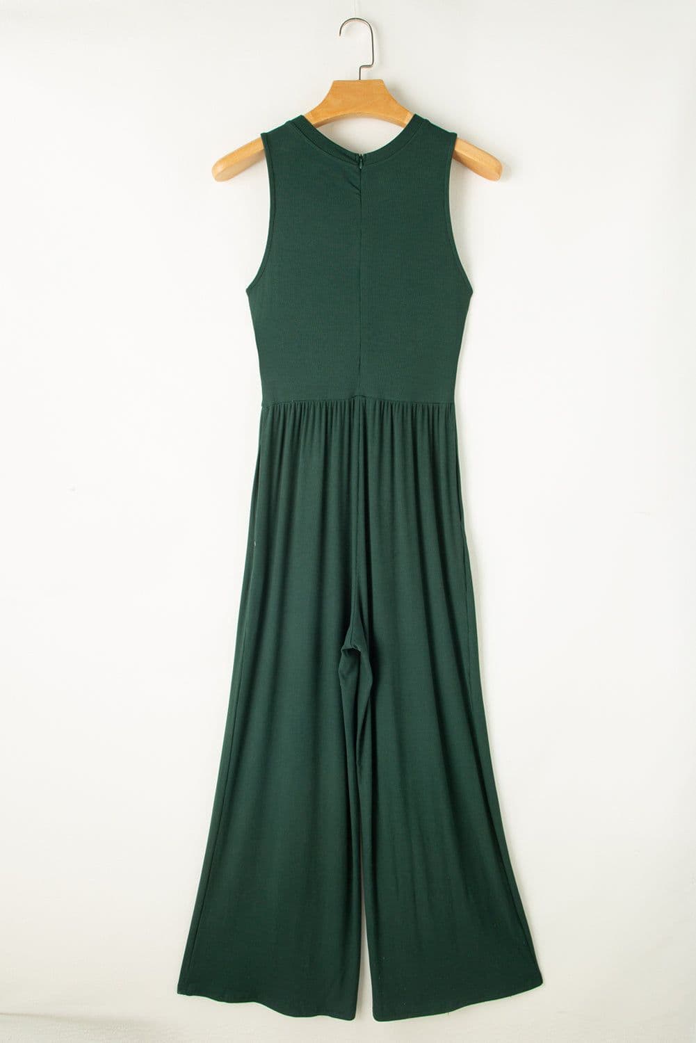 image-Black Cinched Waist Sleeveless Wide Leg Jumpsuit