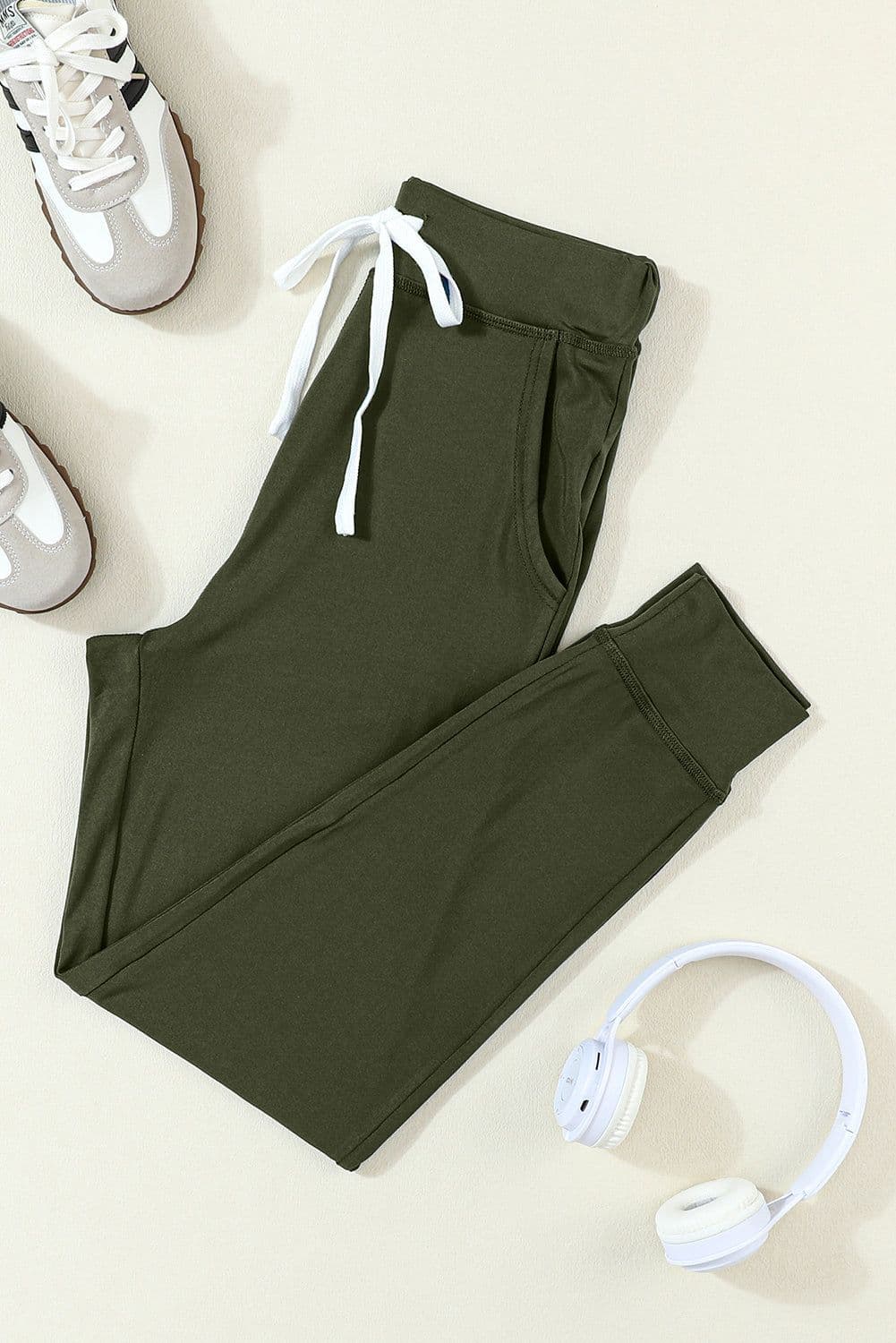 image-Black Drawstring Waist Pocketed Joggers