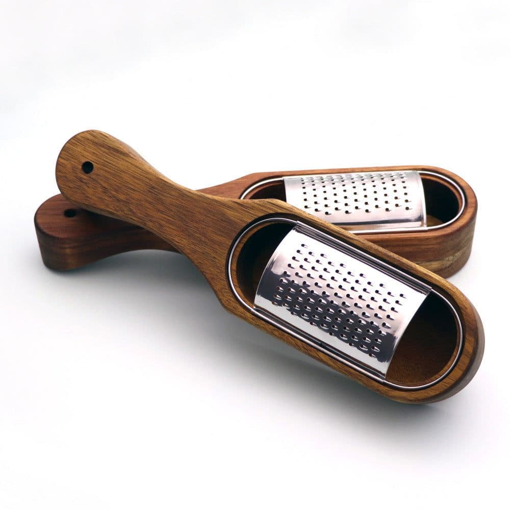 image-Stainless Steel Cheese Wooden Grater Kitchen Tools