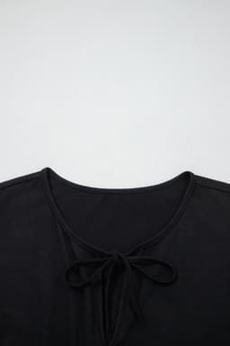 image-Coffee Plus Size Solid Color Bow Tie Peplum Tank Top