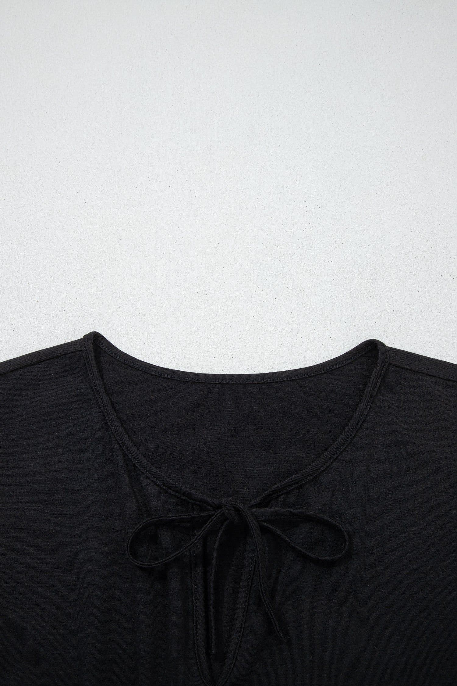 image-Coffee Plus Size Solid Color Bow Tie Peplum Tank Top