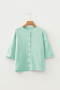 image-Moonlight Jade 3/4 Sleeve Boxy Knit Cardigan