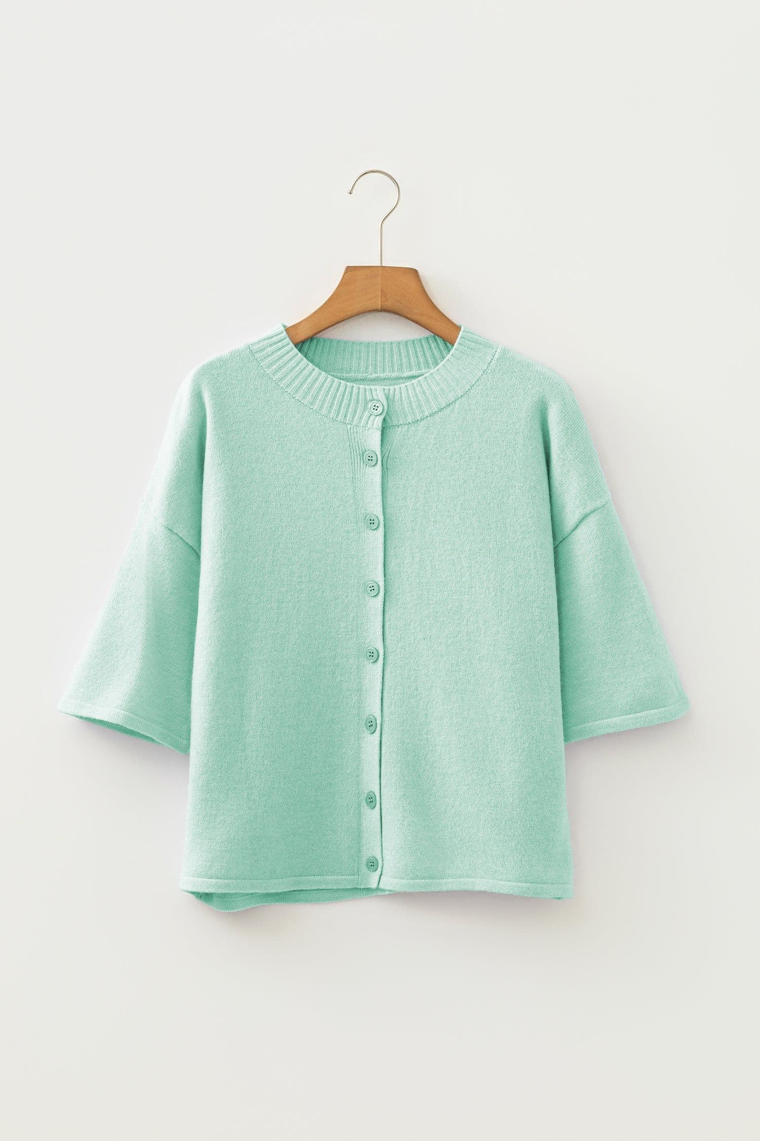 image-Moonlight Jade 3/4 Sleeve Boxy Knit Cardigan
