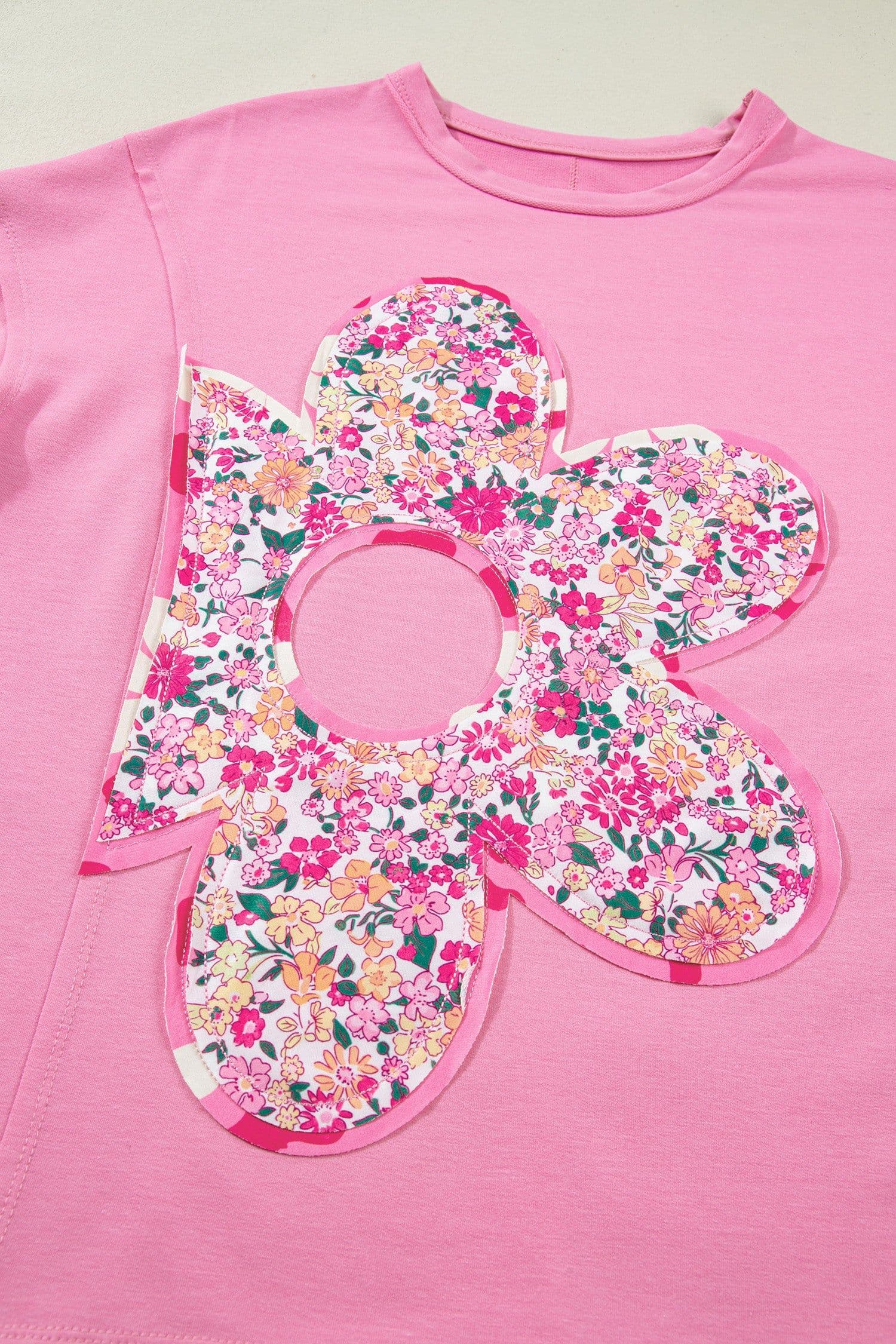 image-Jet Stream Floral Patched Oversized Tee