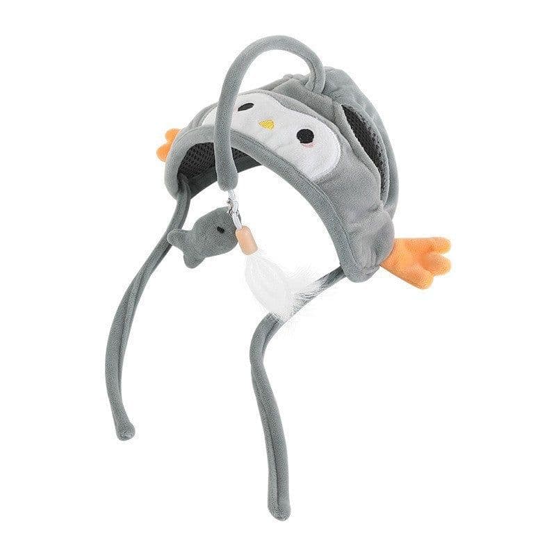 image-New Head Wearing Feather Funny Cat Stick Funny Cat Toy Stick Gray Big Eye Pet Toys Pet Products