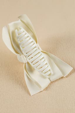 image-Black Large Bow Hair Claw Clip - Durable Plastic Decor