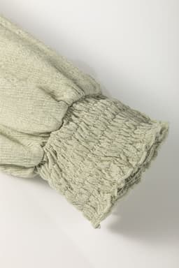 image-Laurel Green Textured Blouse - Round Neck Half Sleeve