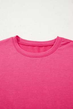 image-Floral Patchwork Round Neck Casual Top - Strawberry Pink