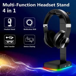 image-Desktop Gamer 2 In 1 RGB Headphone Stand Power Strip