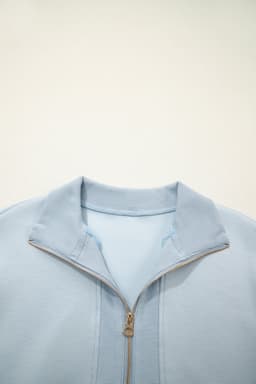 image-Light Grey Half Zip Polo Tee Casual Pant Set