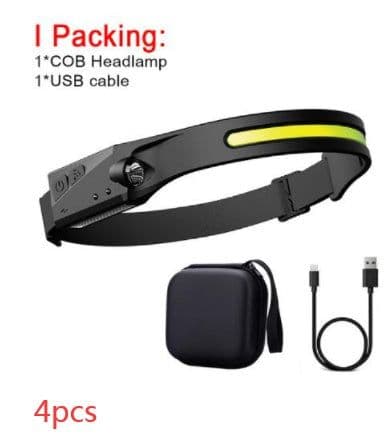 image-COB LED Induction Riding Headlamp Flashlight USB Rechargeable Waterproof Camping Headlight With All Perspectives Hunting Light