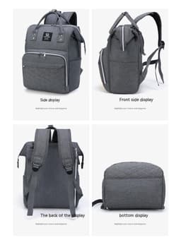 image-Large Capacity Multifunctional Usb Rechargeable Oxford Cloth Lightweight Baby Diaper Bag