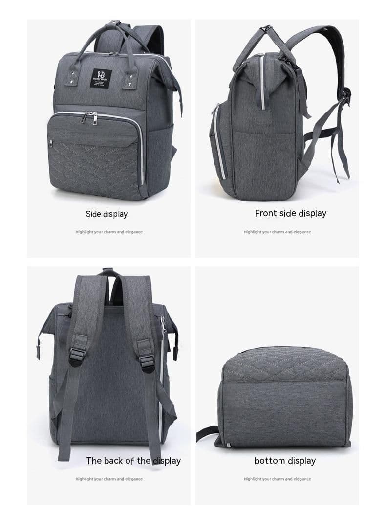 image-Large Capacity Multifunctional Usb Rechargeable Oxford Cloth Lightweight Baby Diaper Bag