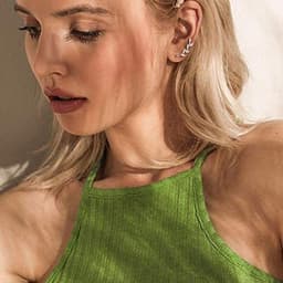 image-Sterling Silver Ear Climber Crawler Cuff Leaf Earrings for Women Girls