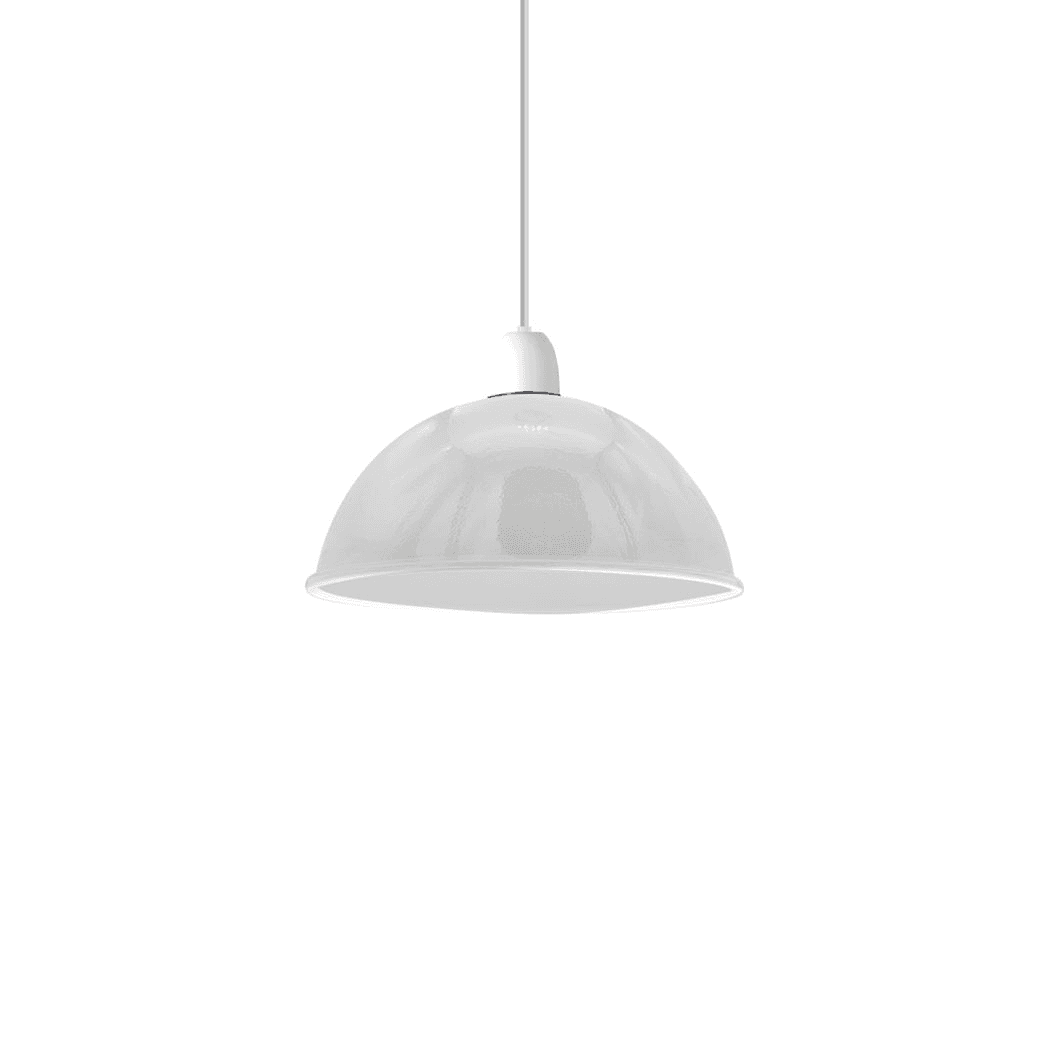 image-Vintage White Industrial Easy Fit Dome Shaped Lamp Shade Ceiling, Pendant, Wall Light Metal E27 Light Fitting 60W
