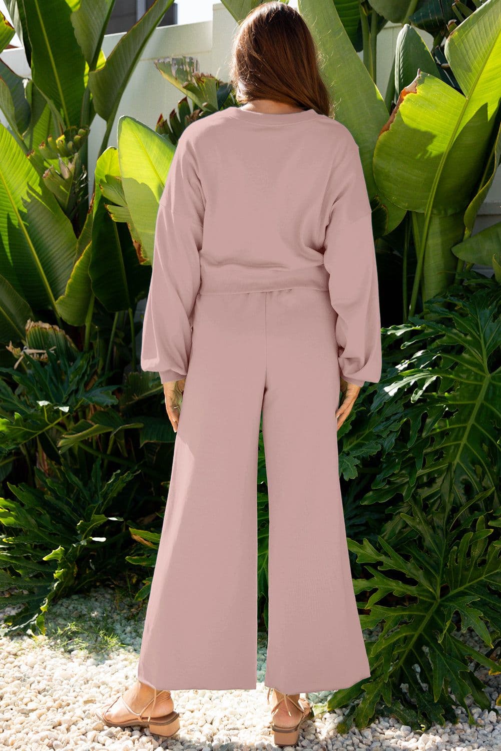 image-Flamingo Crop Pullover Wide Leg Pants Set - 2 Piece
