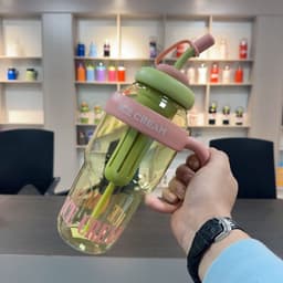 image-Plastic Water Bottle With Straw Cartoon Cup Drinking Cup Portable Water Bottle 1200ml Kitchen Gadgets
