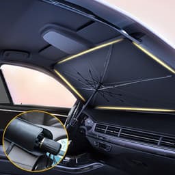 image-Foldable Car Windshield Sunshade Umbrella, Keep Vehicle Cool, Block UV Rays Protect Car Interior, Easy To Store And Use Heat Reduction, UV Protection, Easy Install - Universal Fit, Durable Material