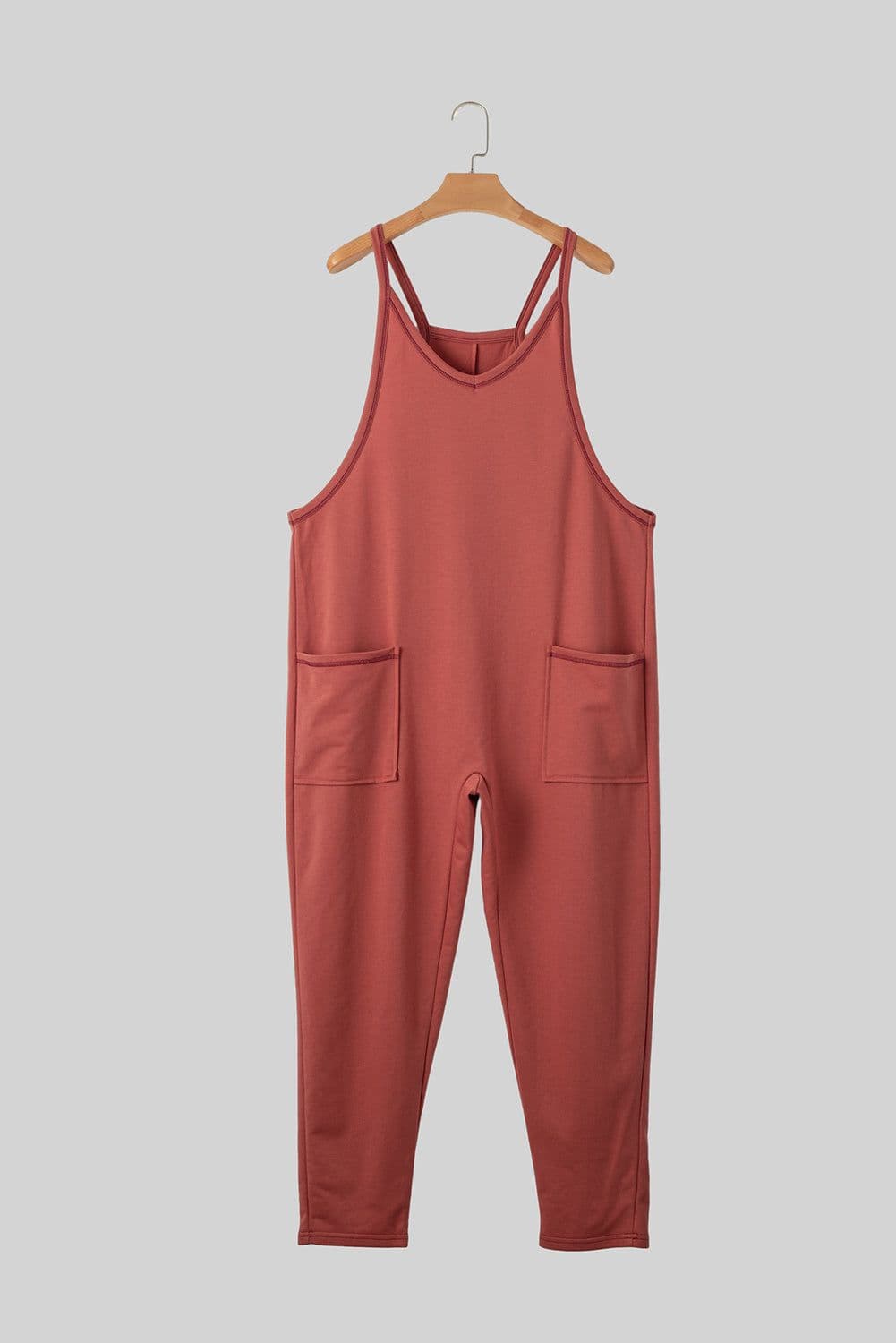 image-Black Harem Pants Jumpsuit V Neck Sleeveless Side Pockets Fashion Jumpsuit