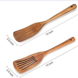 image-Spatula Kitchenware Suit Teak Head Shovel Salad Stir Soup Pasta Spoon Kitchen