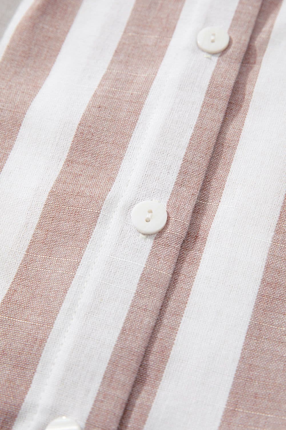 image-Khaki Stripe Casual Button Down Sleeveless Shirt