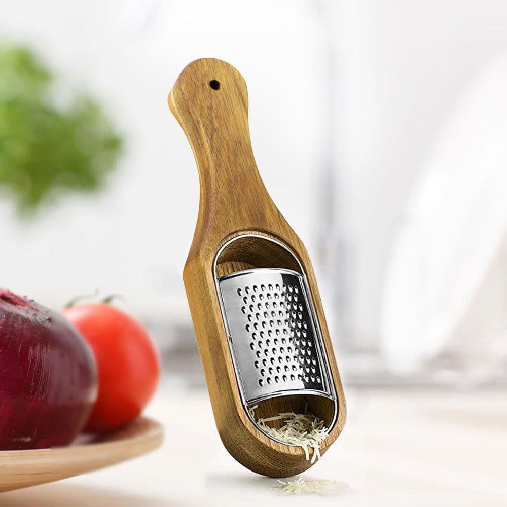 image-Stainless Steel Cheese Wooden Grater Kitchen Tools