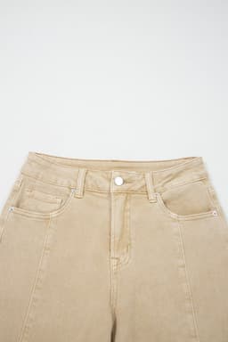 image-Apricot Wide Leg Cropped Jeans - Seamed