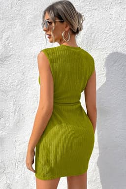 image-Spinach Green Ruched Bodycon Tank Dress