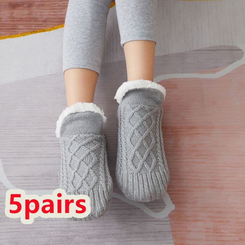 image-Winter Woolen Socks Women Thicken Warm Home Bedroom Socks Slippers Men Non-slip Foot Warmer Snow Socks Calcetines Mujer