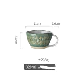 image-Retro Pastoral Water Cup Embossed Stoneware Mug