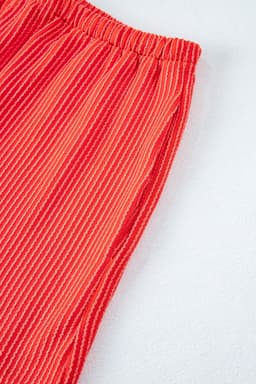 image-Orange Ribbed Textured Knit Loose Fit Tee and Shorts Set