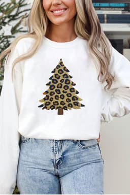 image-White Plush Leopard Tree Sweatshirt Drop Shoulder
