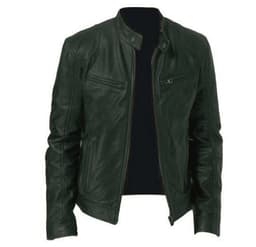 image-Gentleman's Warm Zipper Cardigan Pocket Decorated Pu Leather Coat
