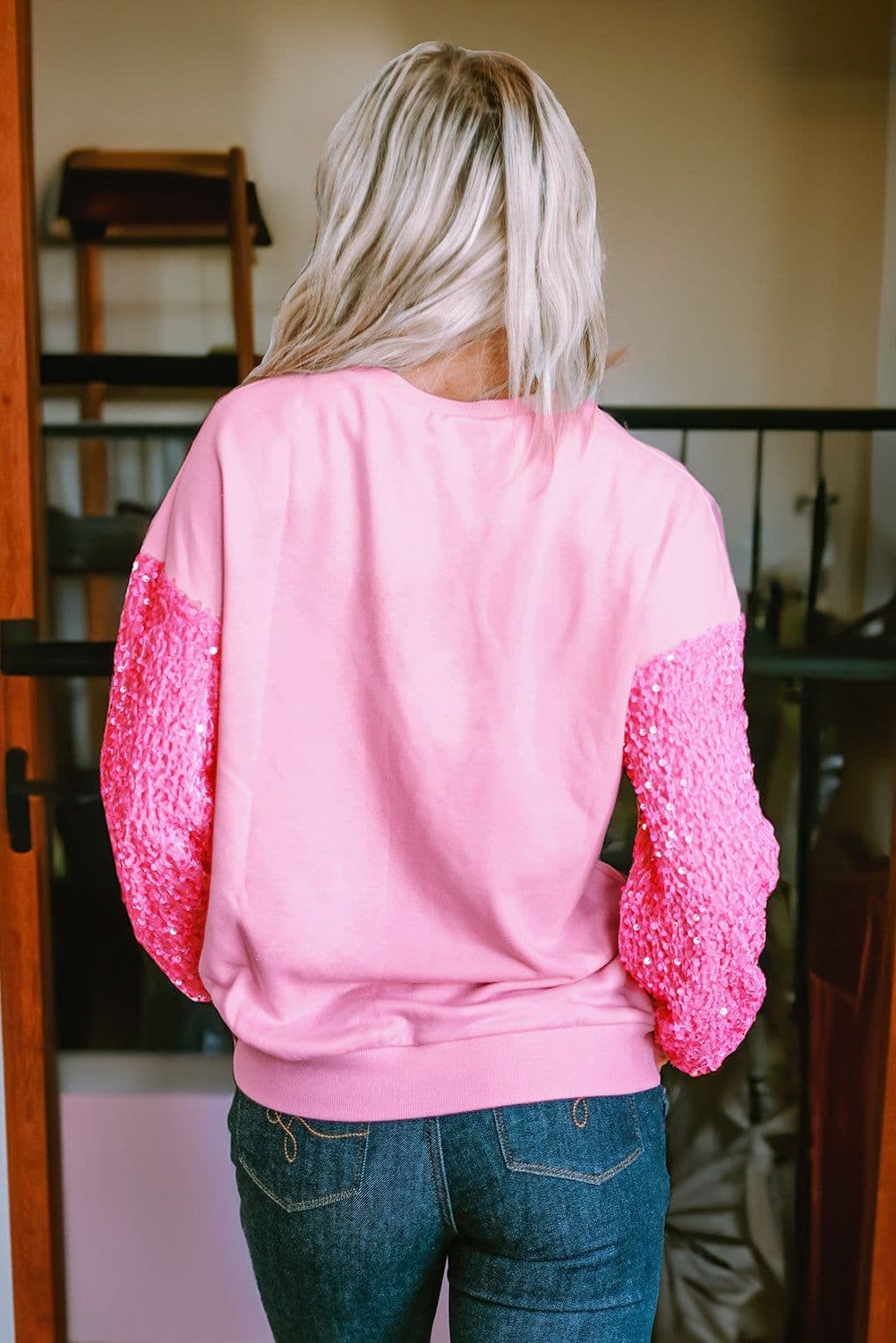 image-Pink Easter Bunny Sequin Long Sleeve Top