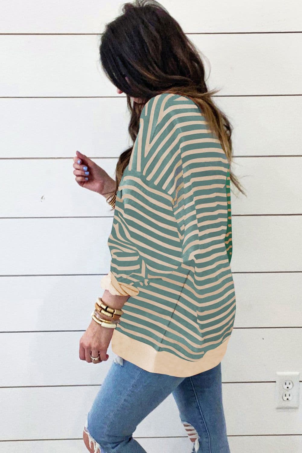 image-Colorblock Drop Shoulder Oversize Sweatshirt