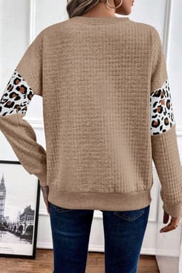 image-Parchment Leopard Quilted Sweatshirt Crew Neck