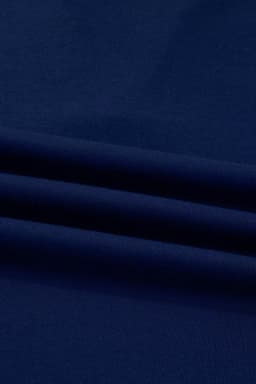 image-Navy Blue Contrast Striped Cuffs Polo Collar Patchwork Long Sleeve Ruffle Hem Mini Dress