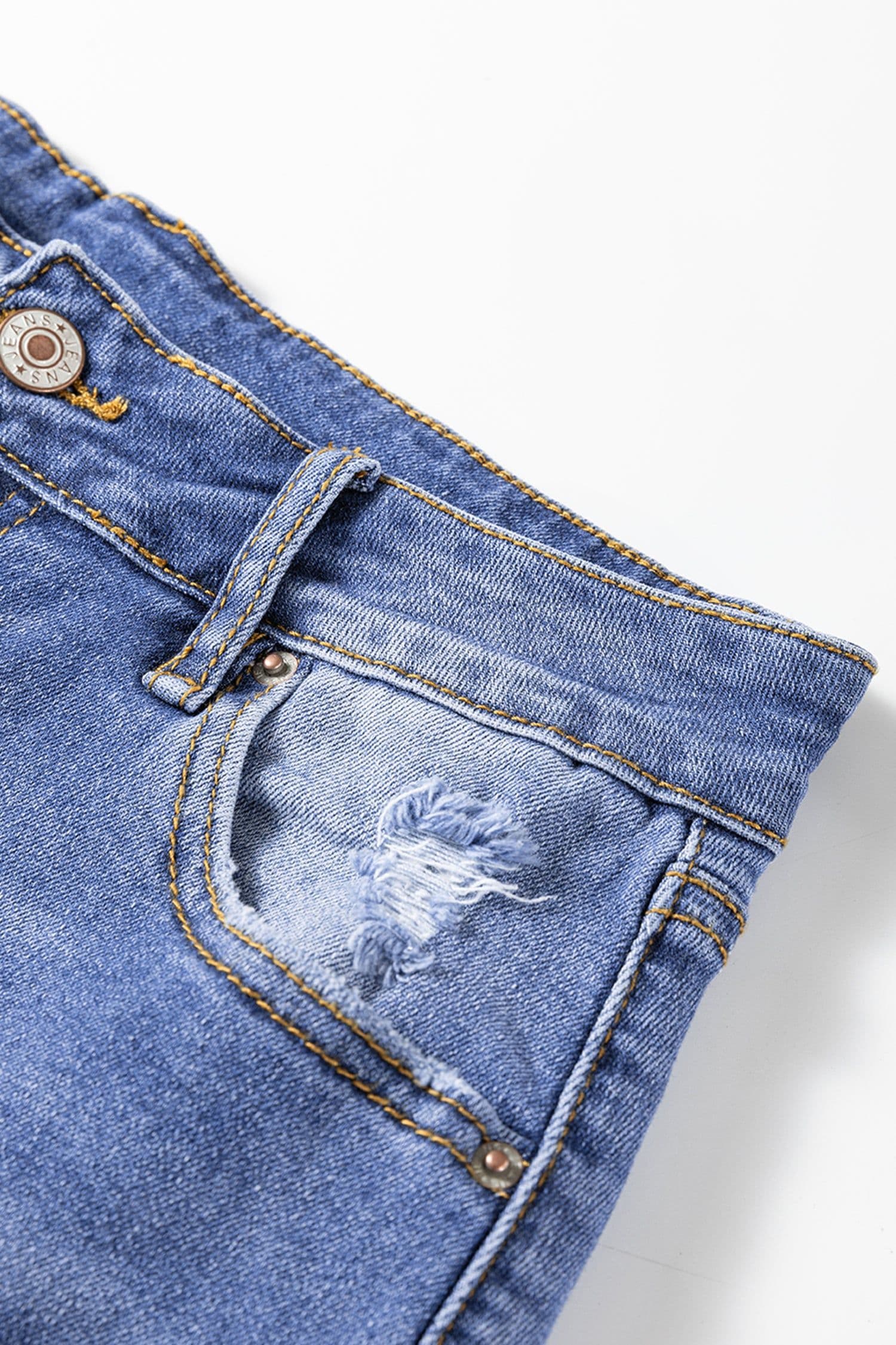 image-Myosotis Mid Rise Distressed Sneak Peek Straight Leg Jeans