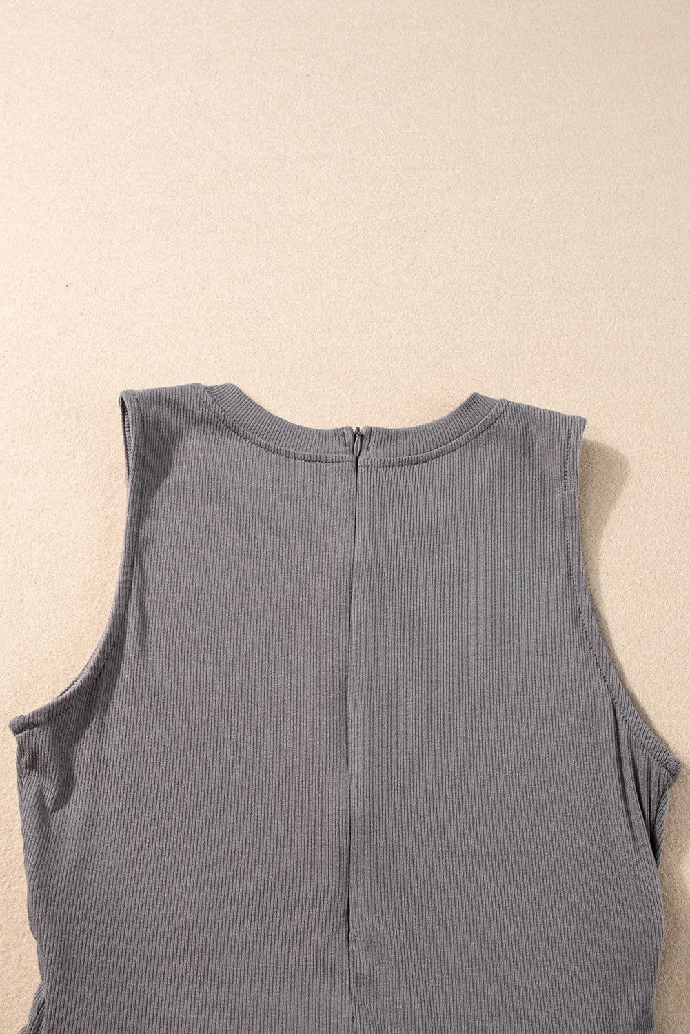 image-Black Cinched Waist Sleeveless Wide Leg Jumpsuit