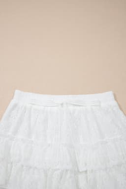 image-White Lace Ruffle Tiered Drawstring Shorts