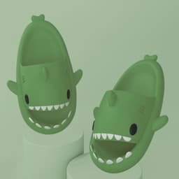 image-Adult's Slippers Indoor Outdoor Funny Shark Cartoon