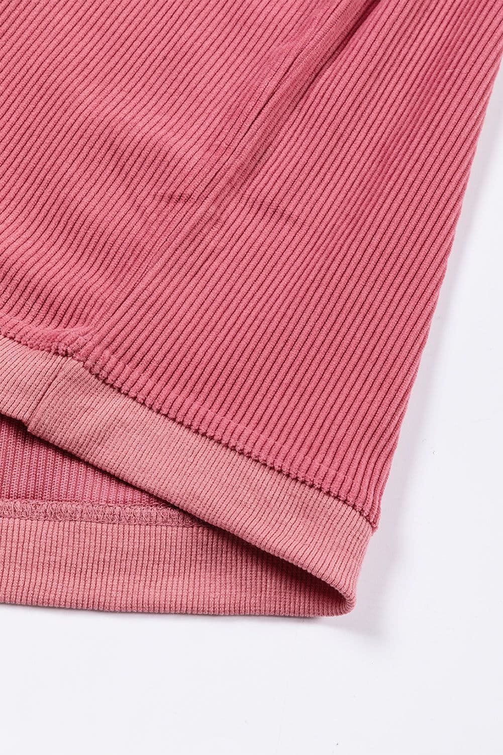image-Strawberry Pink Ribbed Corded Oversized Sweatshirt