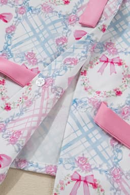 image-Pink Bow Wreath Christmas Pajama Set - Long Sleeve 2pc
