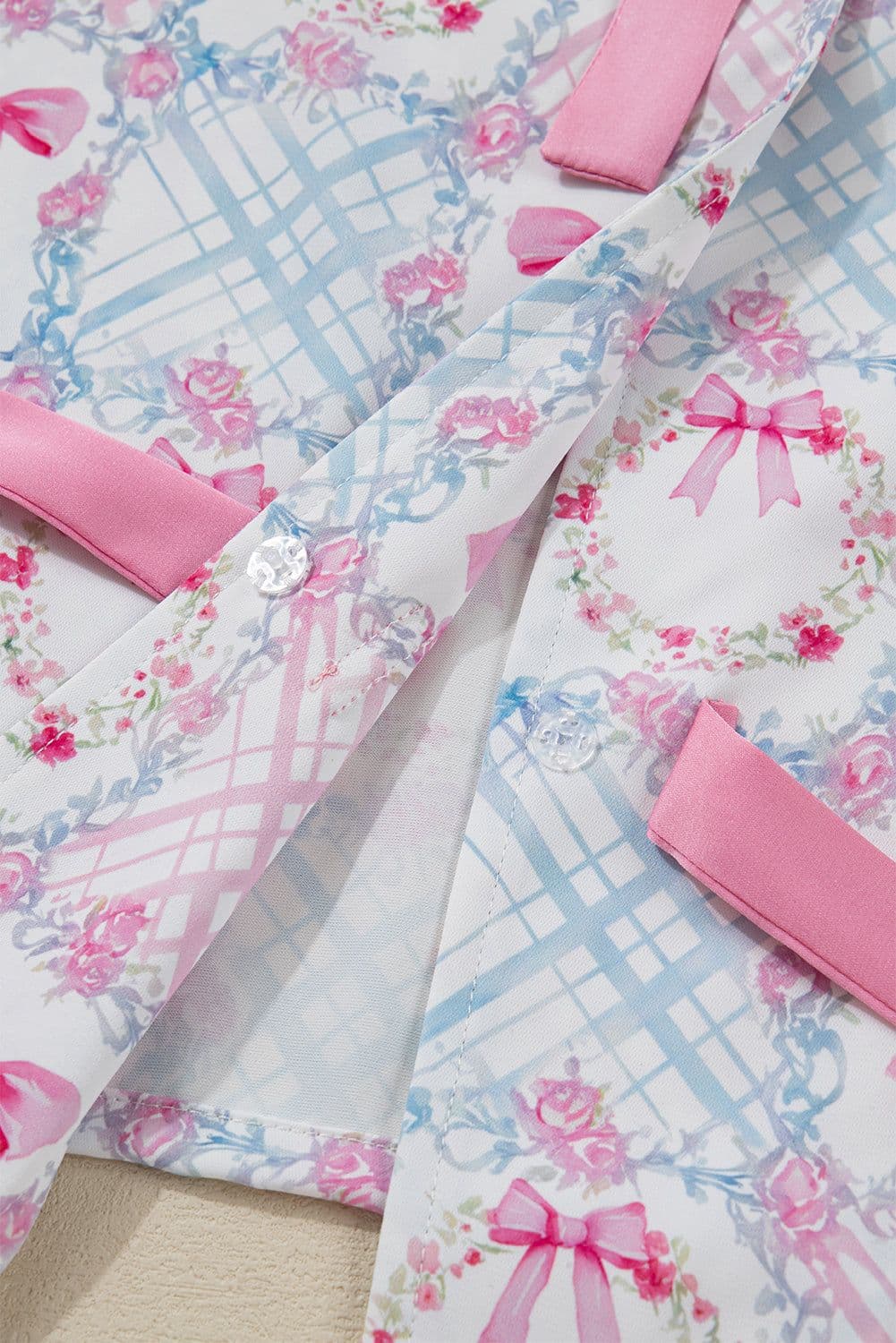 image-Pink Bow Wreath Christmas Pajama Set - Long Sleeve 2pc