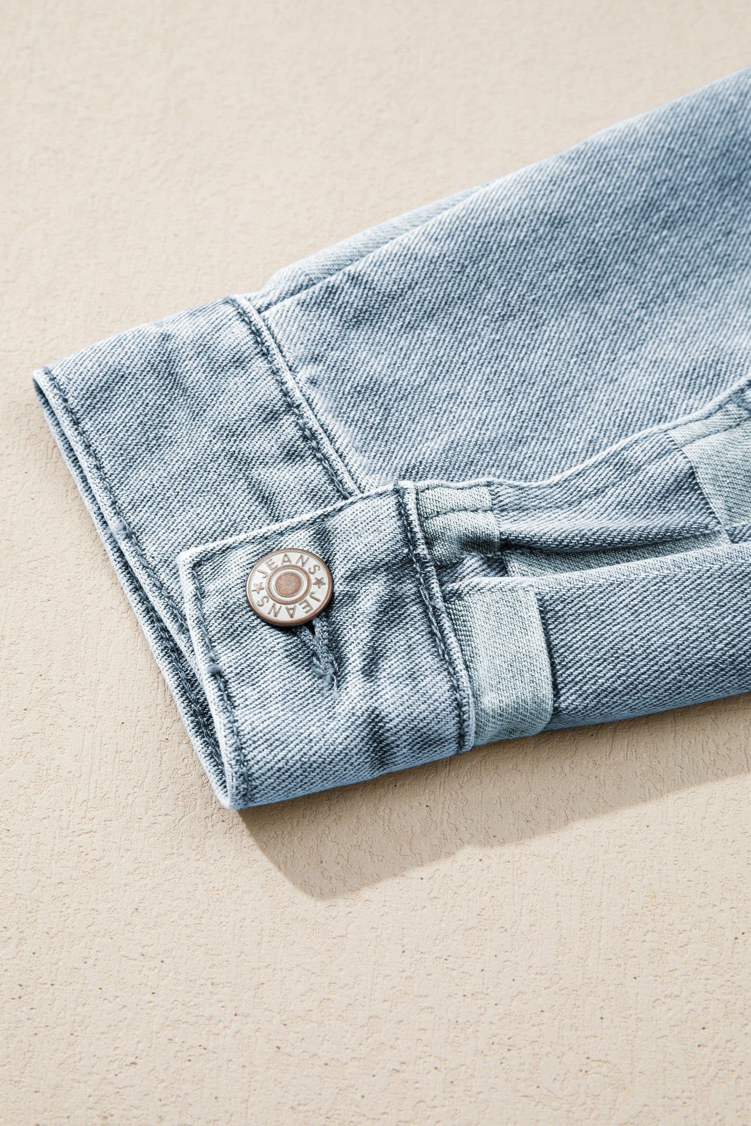 image-Beau Blue Denim Checkered Patchwork Jacket