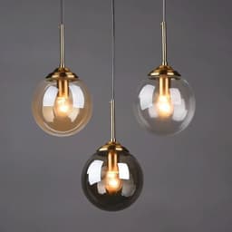 image-Modern Glass Ball Pendant Lighting Fixture Golden Ring Kitchen Dining Room Bedside Hanging Lamps Luminaire Suspension Lights